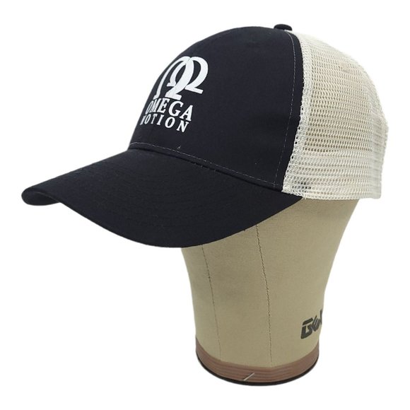 Omega Motion Mesh Strapback Cap Trucker Hat Vitronic Black White - Picture 3 of 12